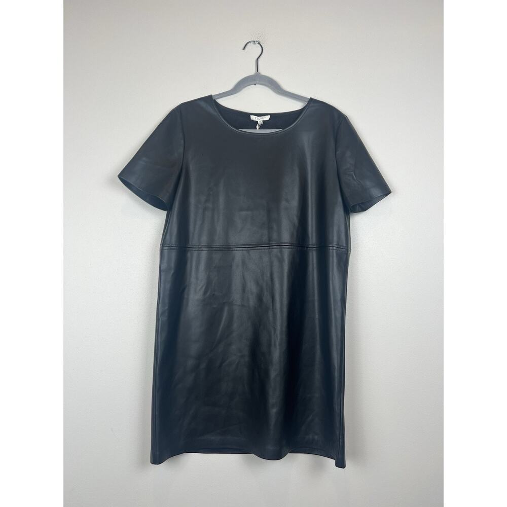 Z Supply Black Faux Leather Short Sleeve Mini Dress